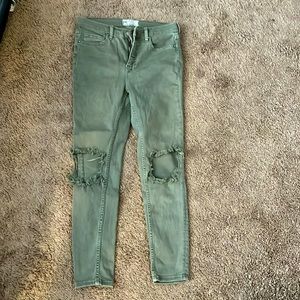 Free People distressed olive jeans